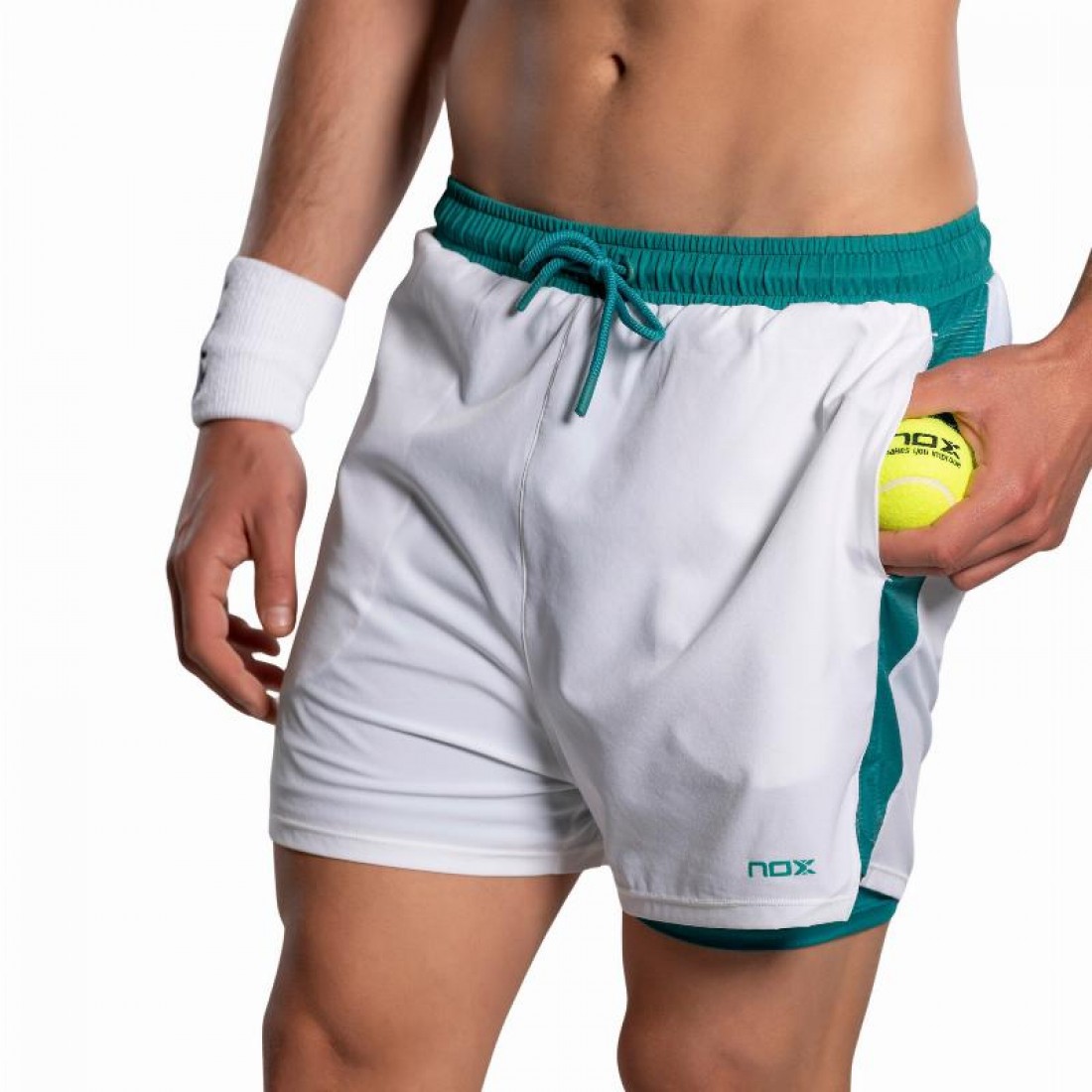 Pantaloncini Nox Pro Bianco Verde Ivy - immagine 3