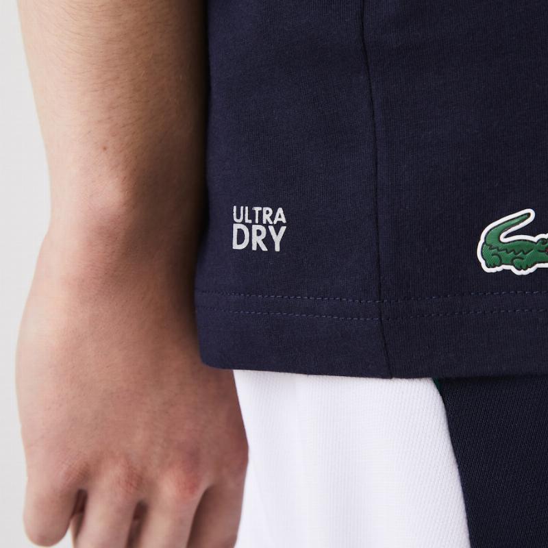 Maglietta Lacoste Sport Blu Marino Logo Verde - immagine 3
