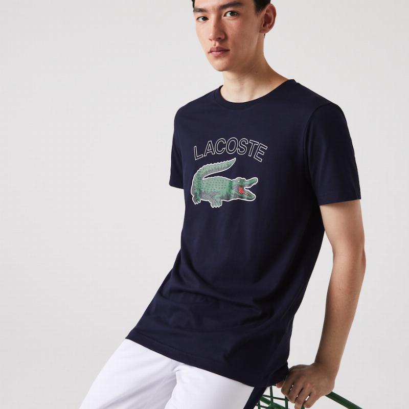 Maglietta Lacoste Sport Blu Marino Logo Verde - immagine 5